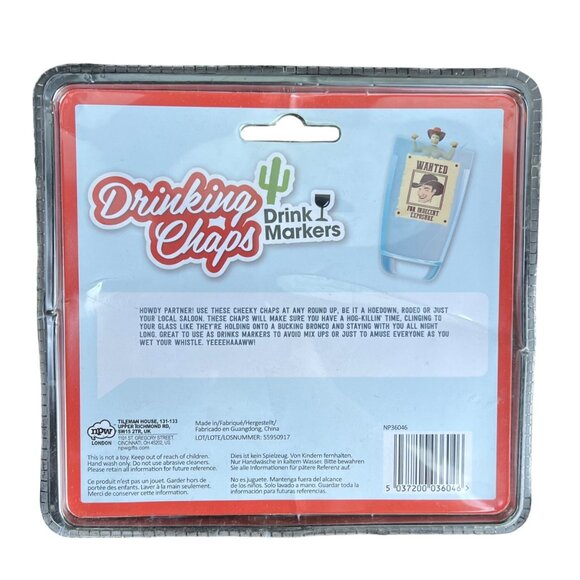 Drinking Chaps Drink Markers Set Of 4 NPW Original Drinking Buddies Cowboy Style - Picture 2 of 2